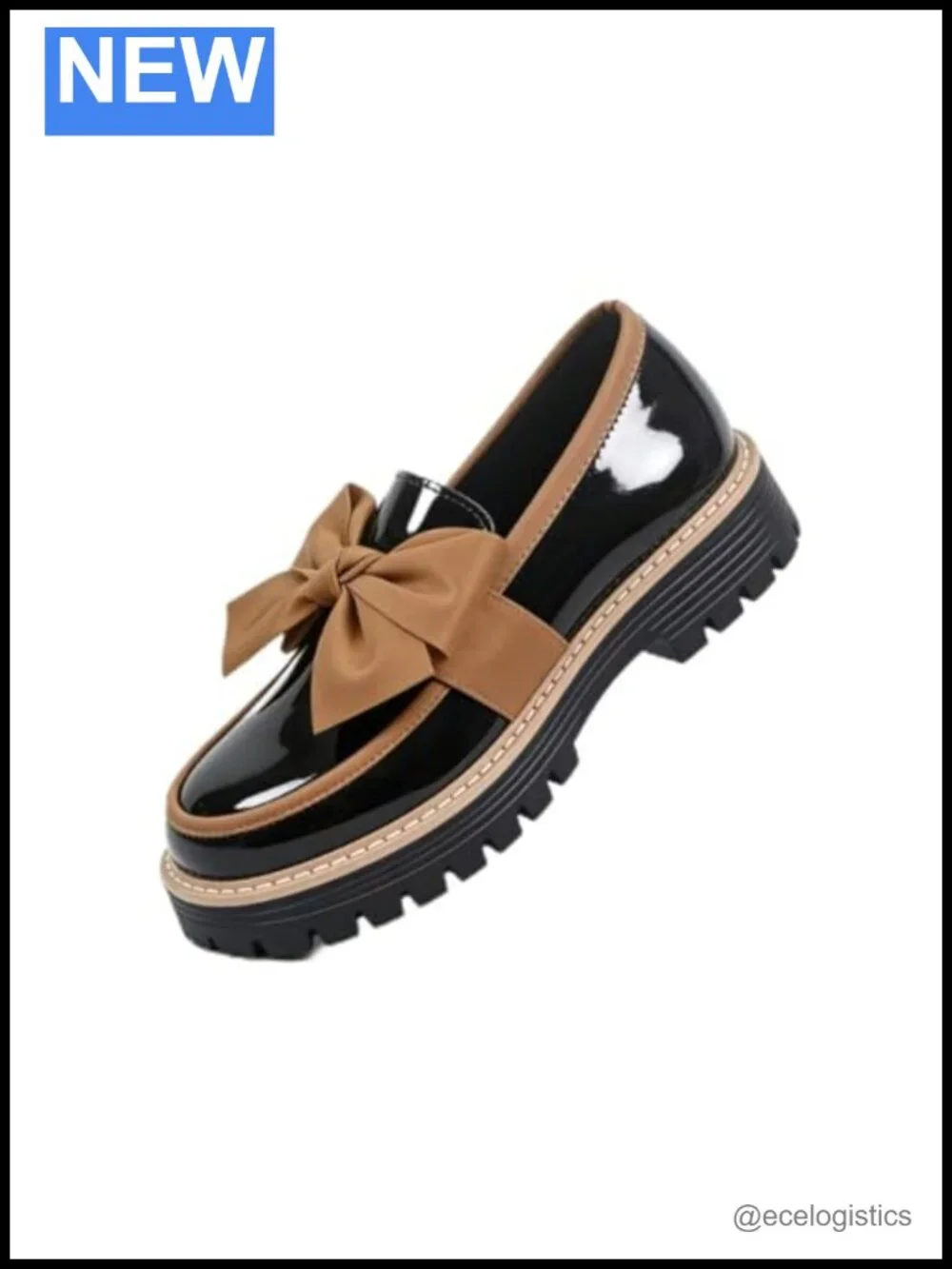 Bowknot Thick Sole Loafers, Work Office Business Casual Patent Leather Dress